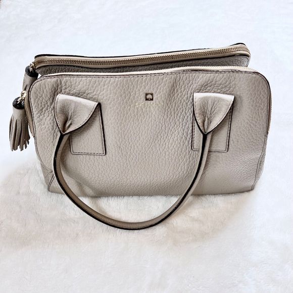 Kate Spade Southport Avenue Lydia Gray Leather Large Satchel Shoulder Bag Purse - Picture 2 of 11